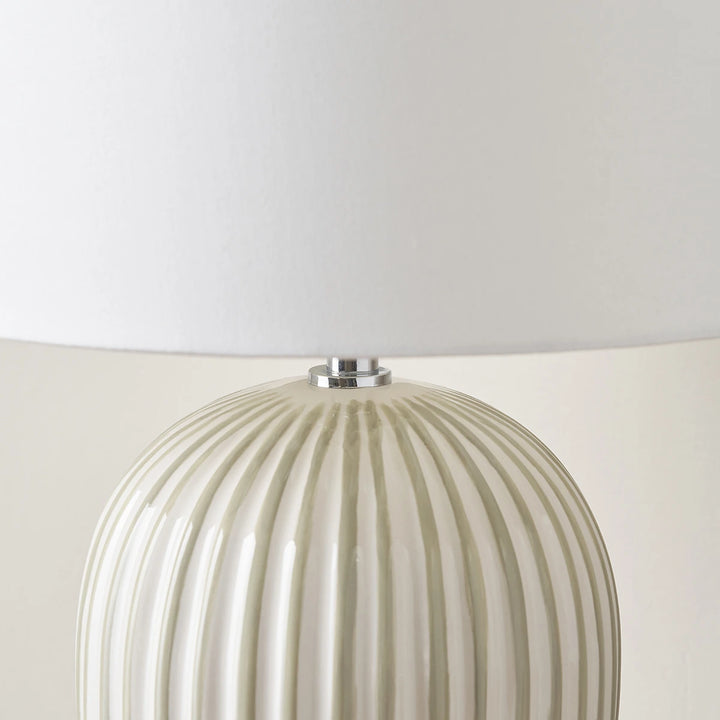 Cannes Stripe Ceramic Table Lamp - Sage