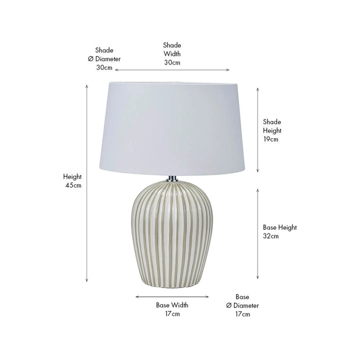 Cannes Stripe Ceramic Table Lamp - Sage