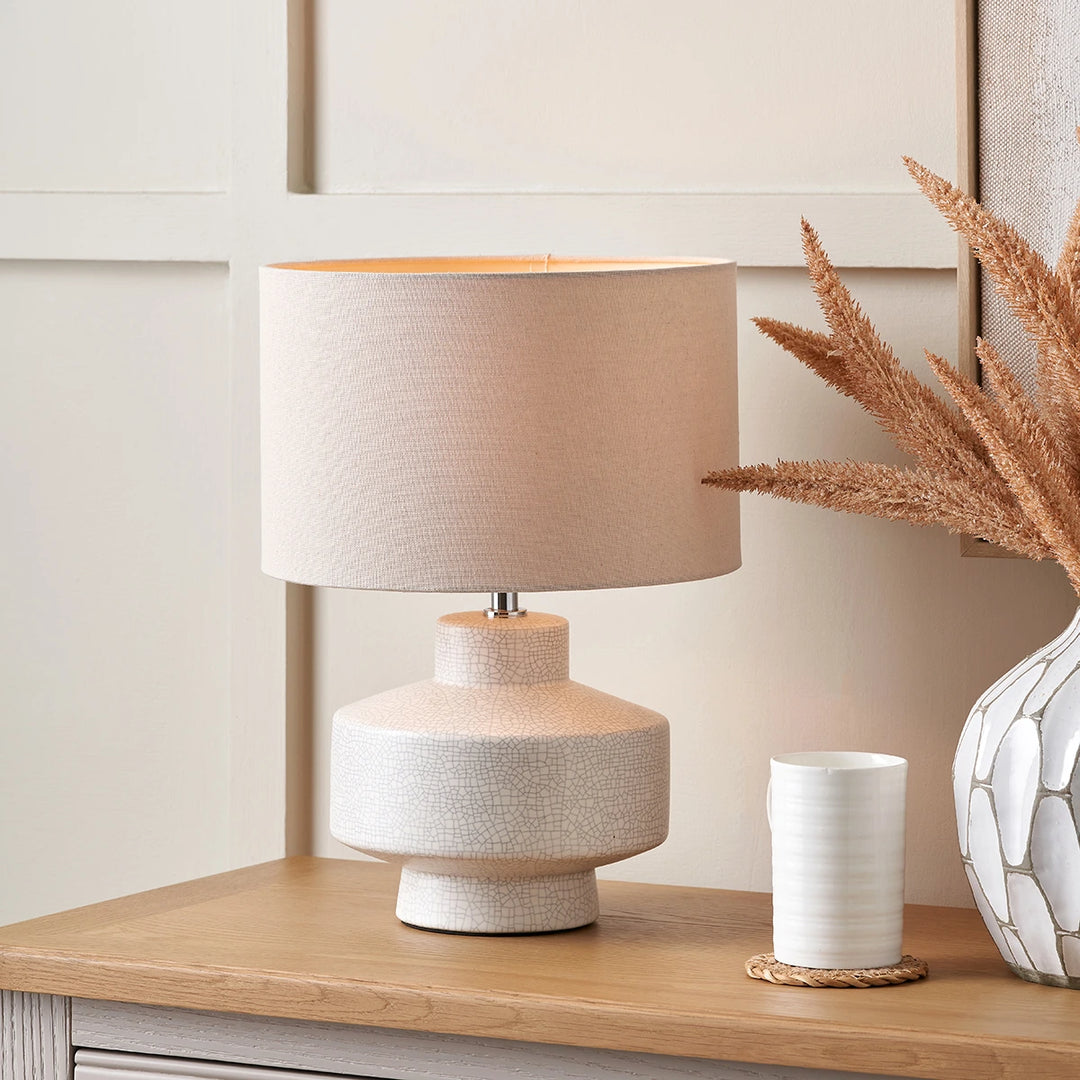 Elure Crackle Effect Table Lamp - White
