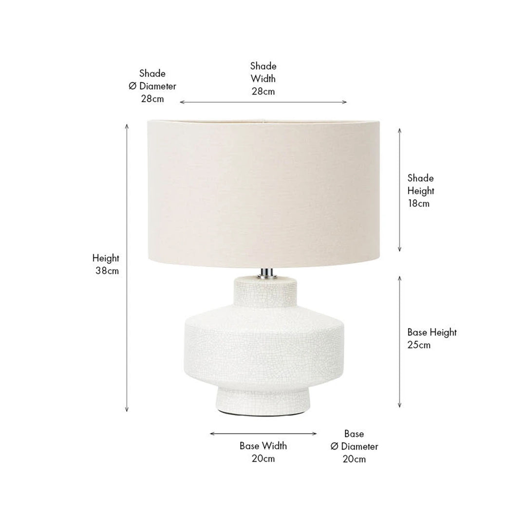 Elure Crackle Effect Table Lamp - White