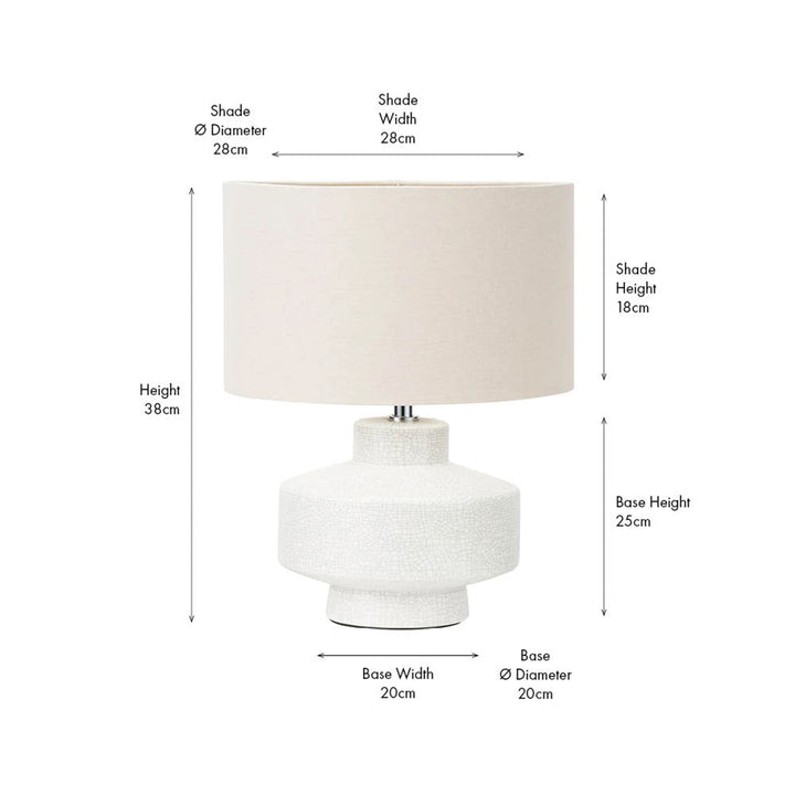 Elure Crackle Effect Table Lamp - White