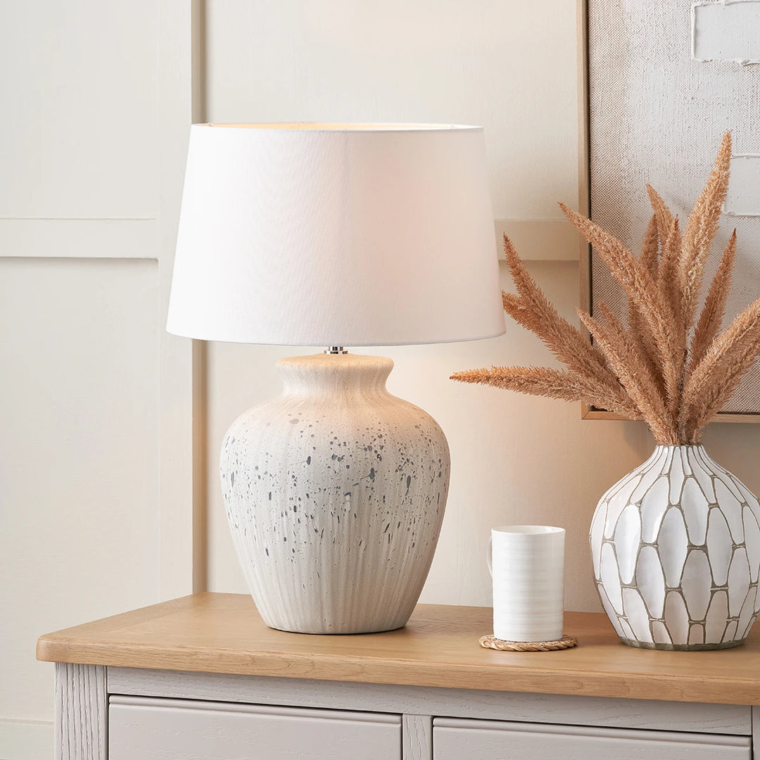 Kalli Flecked Ceramic Table Lamp - Grey