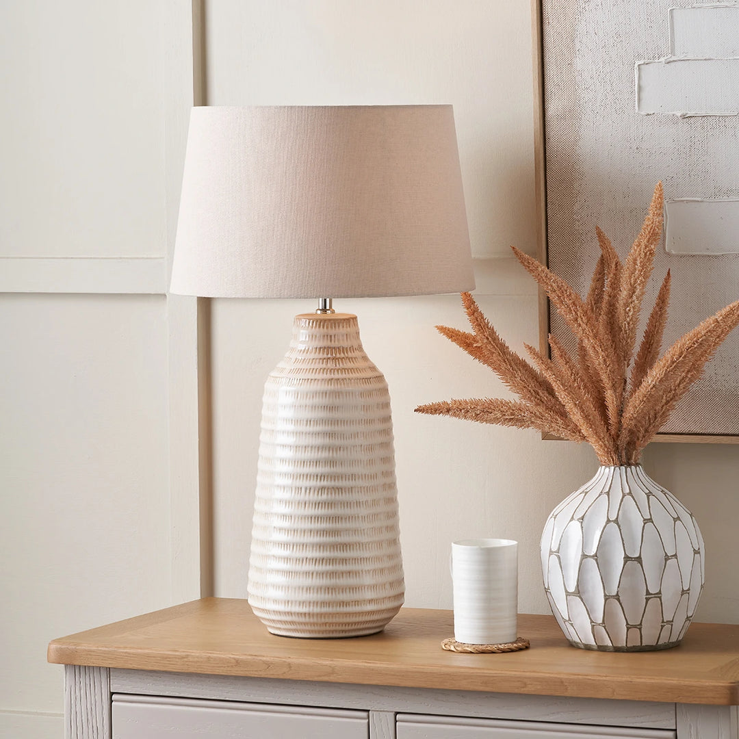 Nya Scratch Effect Ceramic Table Lamp - Warm White
