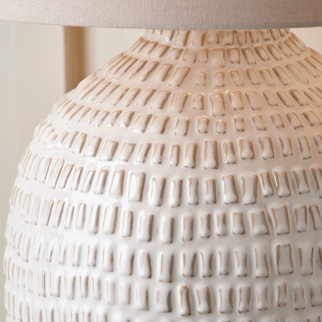 Signe Linear Textured Ceramic Table Lamp - Warm White