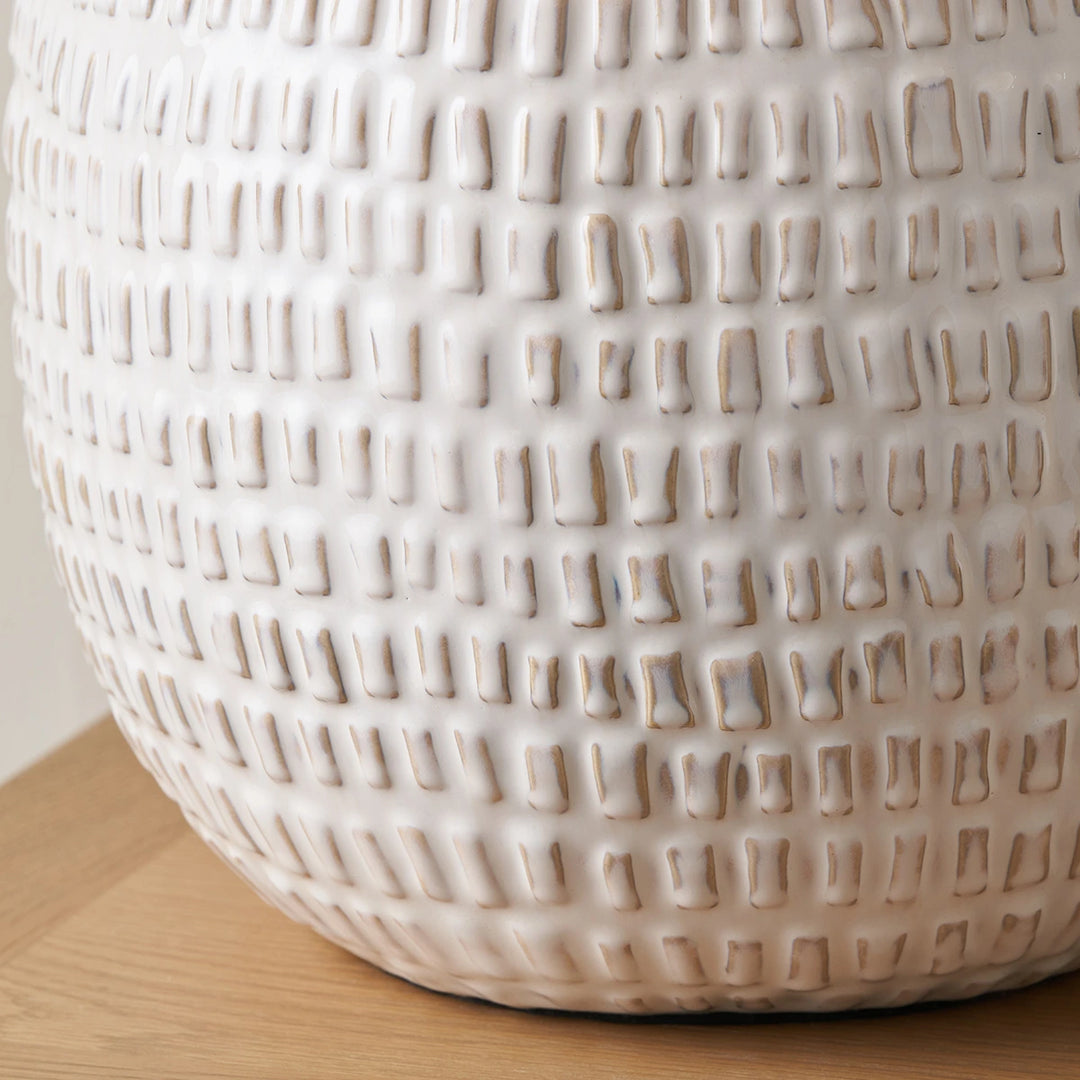 Signe Linear Textured Ceramic Table Lamp - Warm White