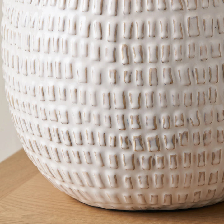 Signe Linear Textured Ceramic Table Lamp - Warm White