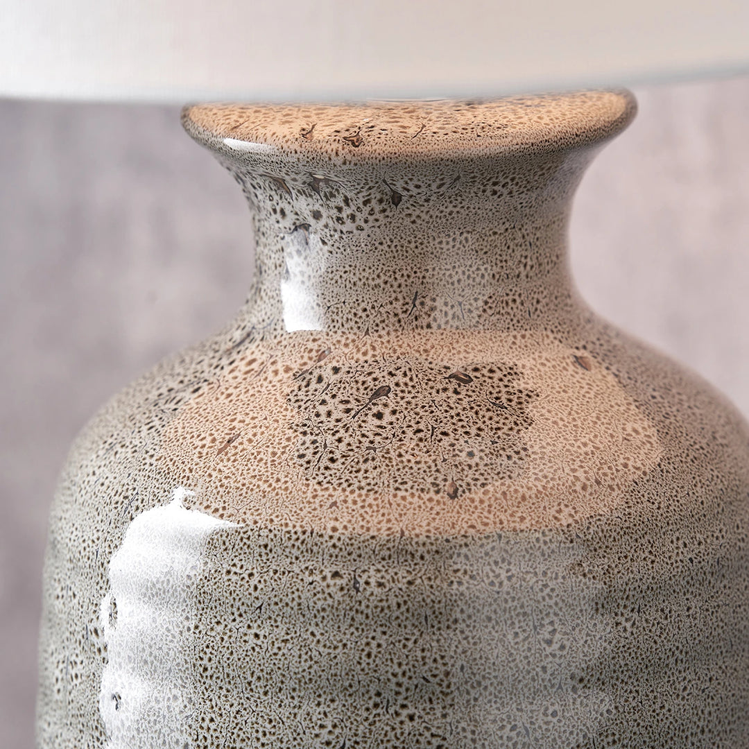 Helka Reactive Glaze Table Lamp - Smokey Green