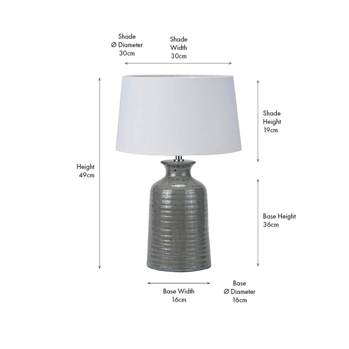 Helka Reactive Glaze Table Lamp - Smokey Green