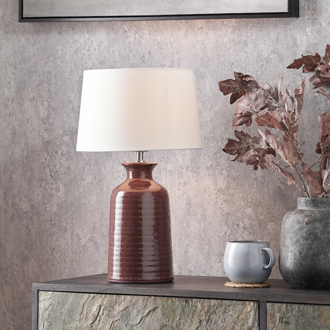 Helka Reactive Glaze Table Lamp - Mulberry