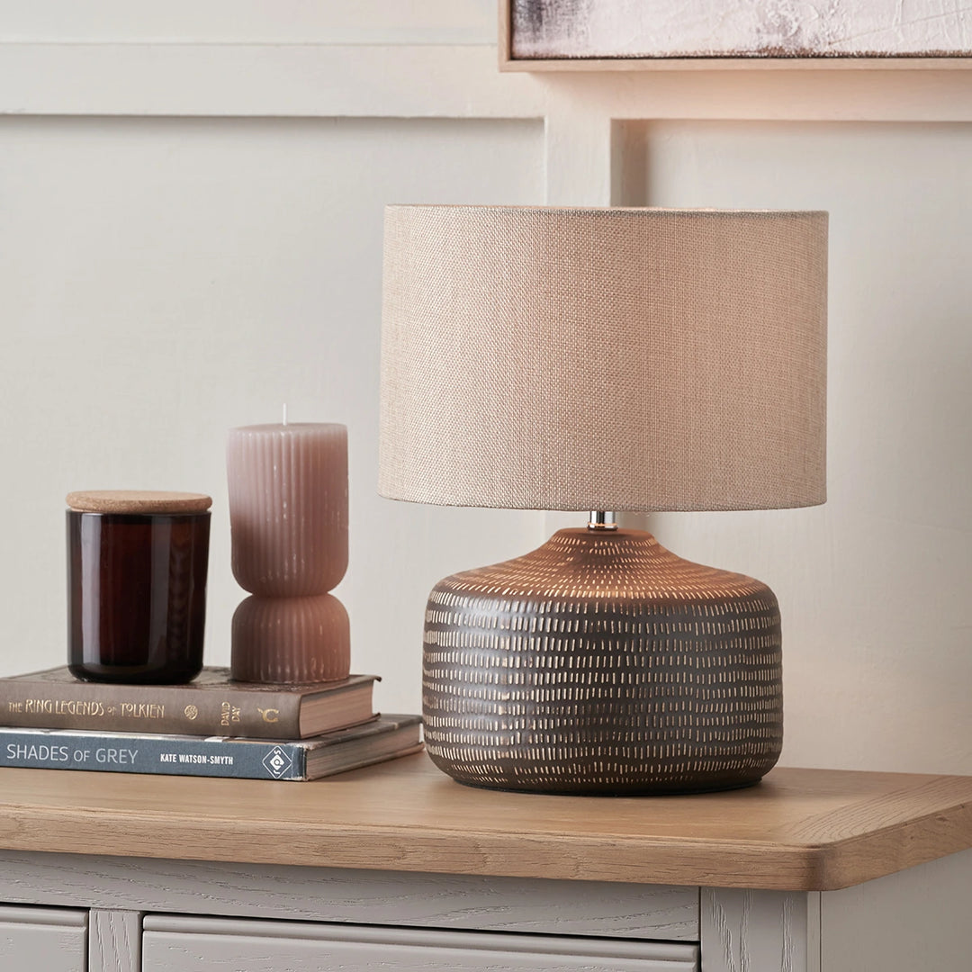 Kai Textured Ceramic Table Lamp - Earth