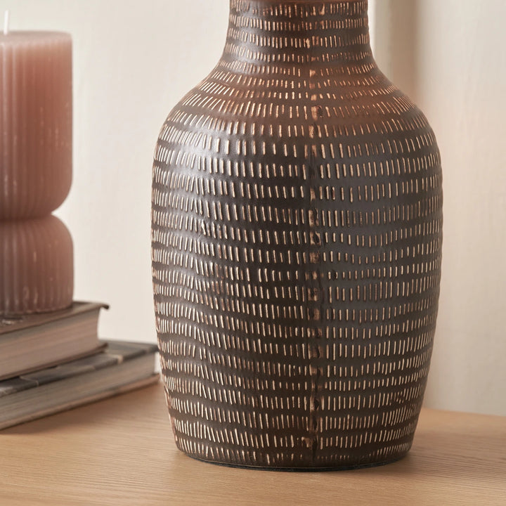 Kai Textured Tall Ceramic Table Lamp - Earth