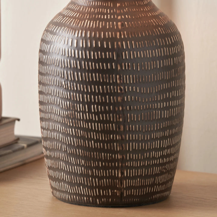Kai Textured Tall Ceramic Table Lamp - Earth