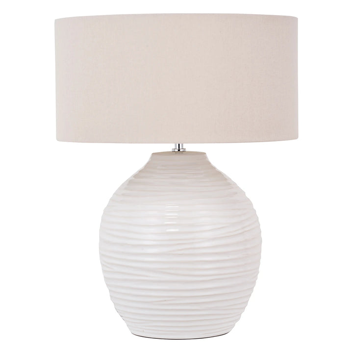Linnea Grooved Ceramic Table Lamp - White