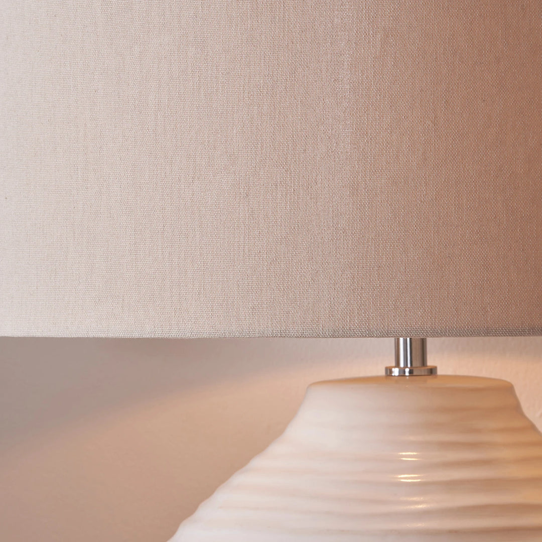Linnea Grooved Ceramic Table Lamp - White