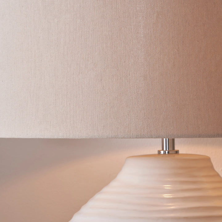 Linnea Grooved Ceramic Table Lamp - White