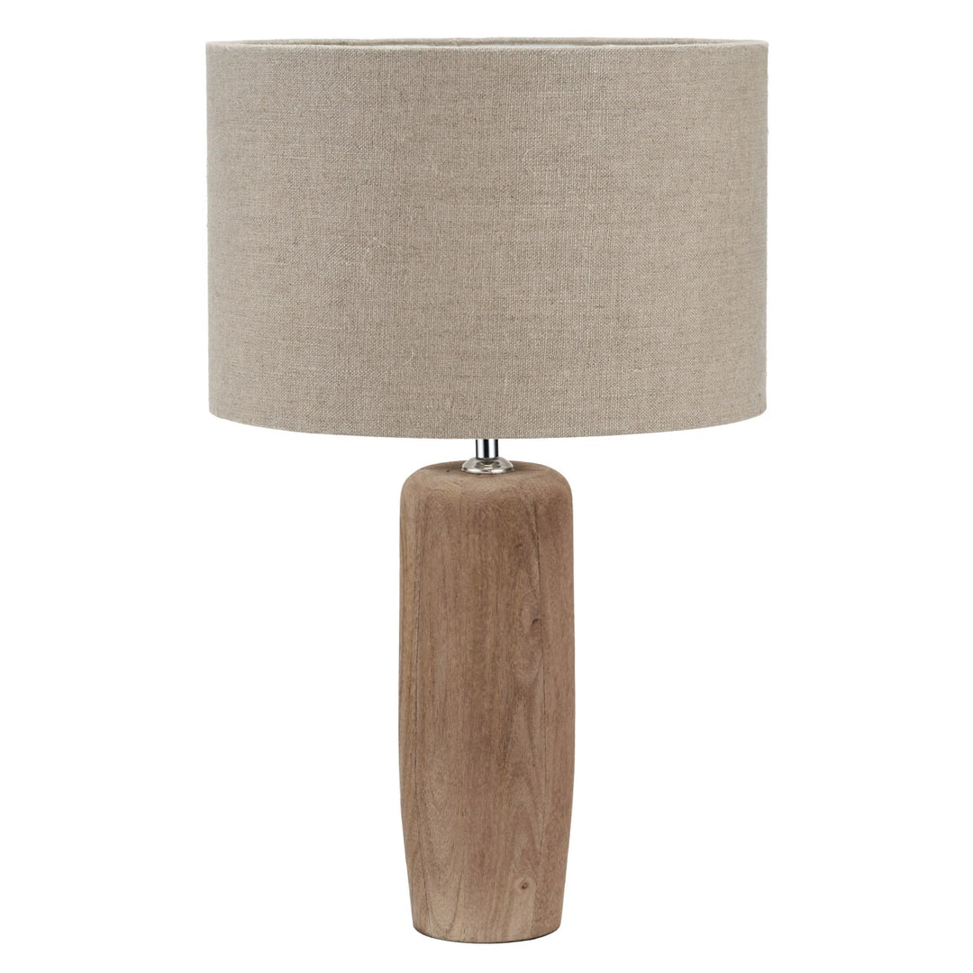 Inaya Natural Tapered Wood Table Lamp - Natural Linen