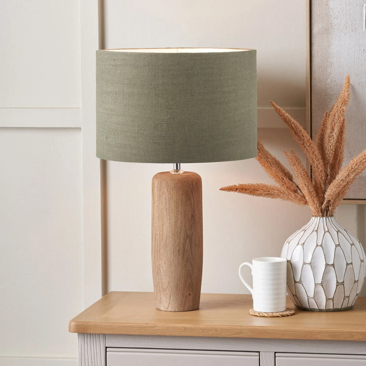 Inaya Natural Tapered Wood Table Lamp - Pistachio Green
