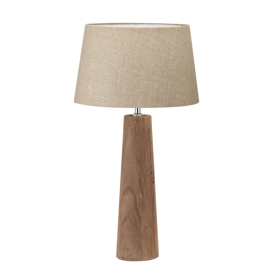 Esha Natural Conical Wood Table Lamp - Natural Linen
