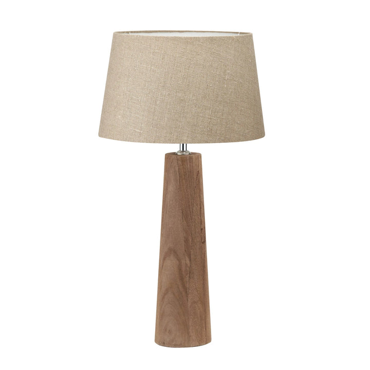Esha Natural Conical Wood Table Lamp - Natural Linen