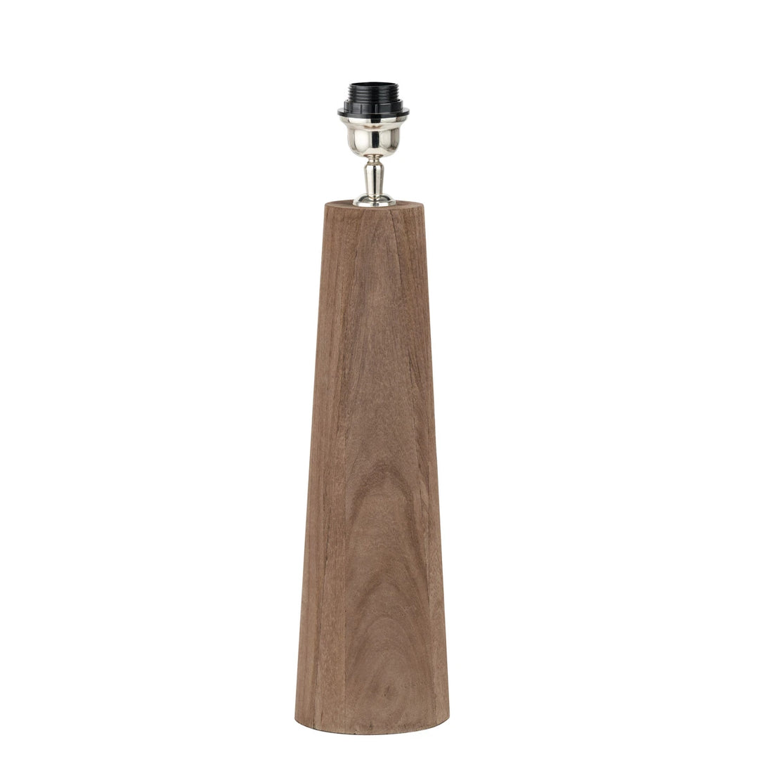 Esha Natural Conical Wood Table Lamp - White Boucle