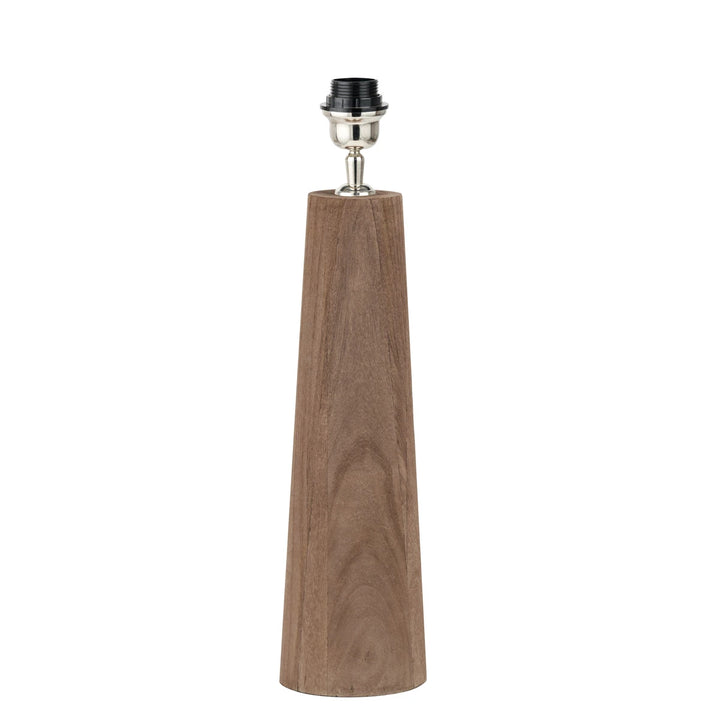 Esha Natural Conical Wood Table Lamp - White Boucle