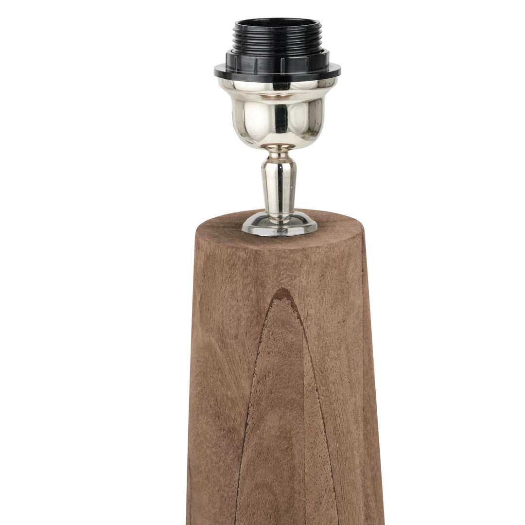 Esha Natural Conical Wood Table Lamp - White Boucle