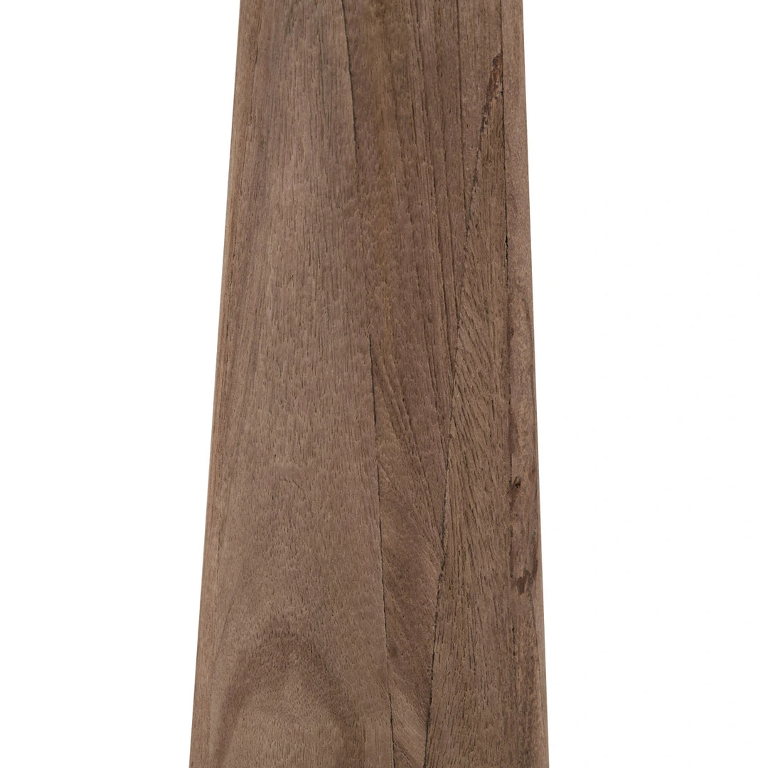 Esha Natural Conical Wood Table Lamp - White Boucle