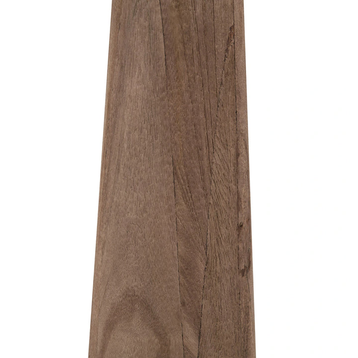 Esha Natural Conical Wood Table Lamp - White Boucle