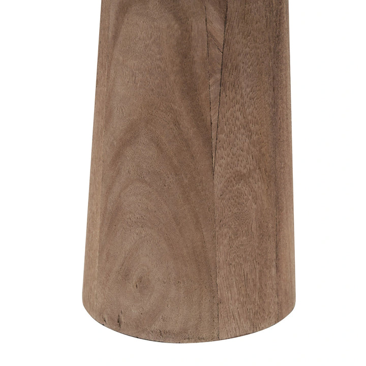 Esha Natural Conical Wood Table Lamp - White Boucle
