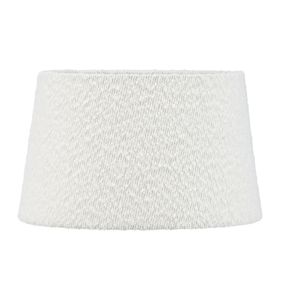Esha Natural Conical Wood Table Lamp - White Boucle