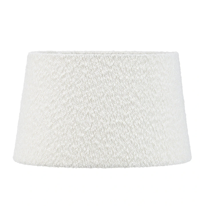 Esha Natural Conical Wood Table Lamp - White Boucle