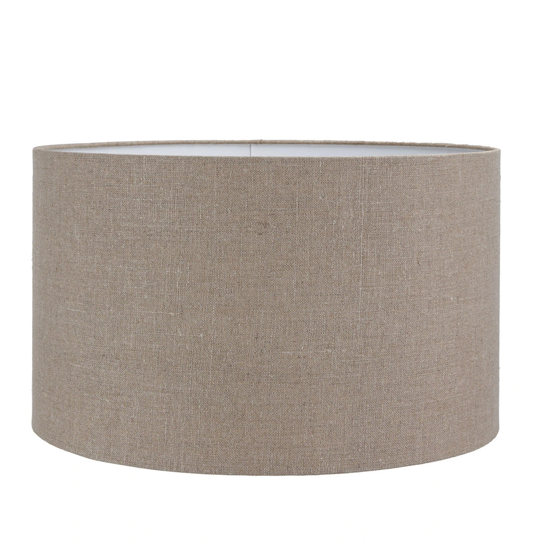 Ziva Antique Brown Round Wood Table Lamp - Natural Linen