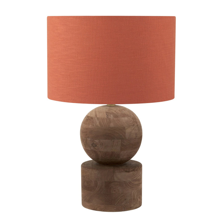 Ziva Antique Brown Round Wood Table Lamp - Cinnamon