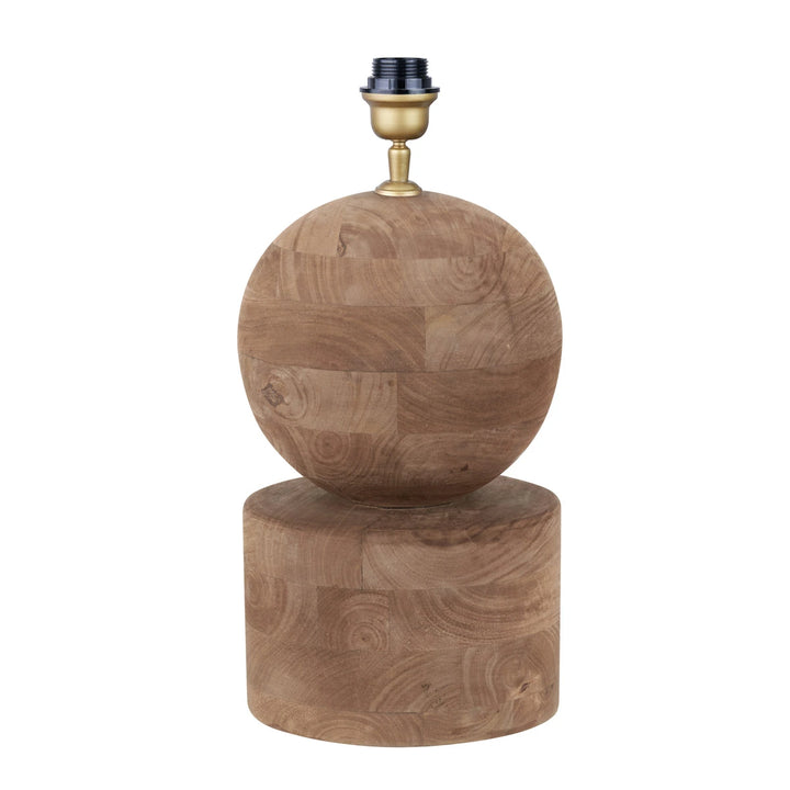 Ziva Antique Brown Round Wood Table Lamp - Cinnamon