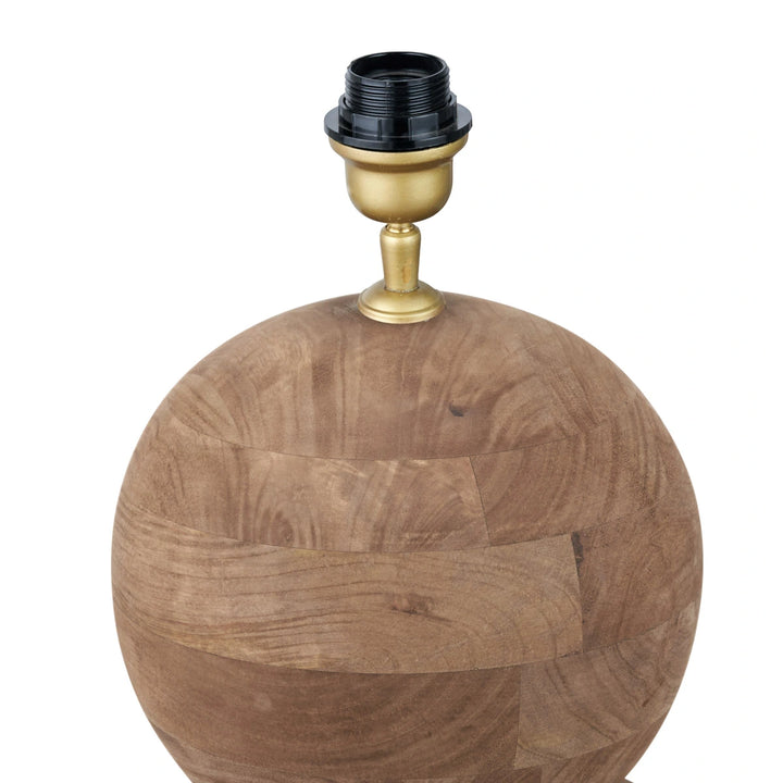 Ziva Antique Brown Round Wood Table Lamp - Cinnamon