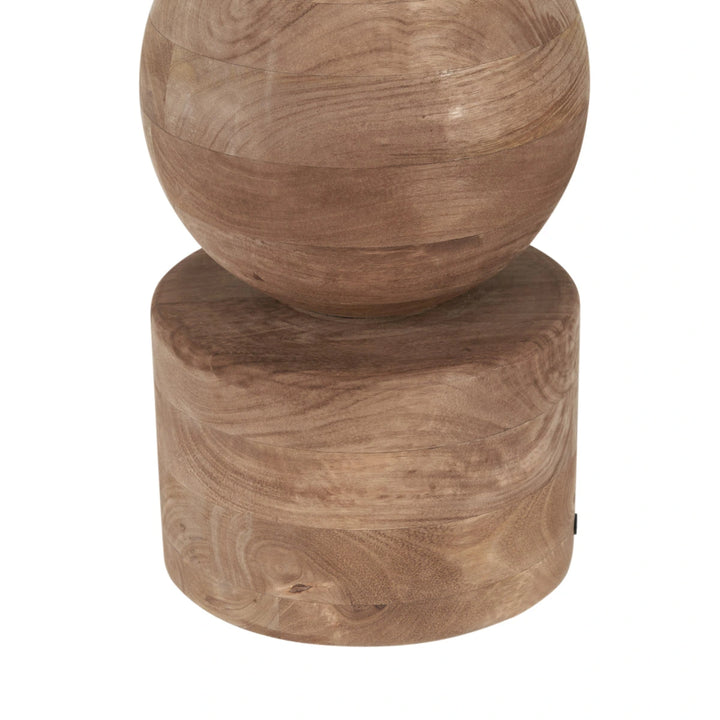 Ziva Antique Brown Round Wood Table Lamp - Cinnamon