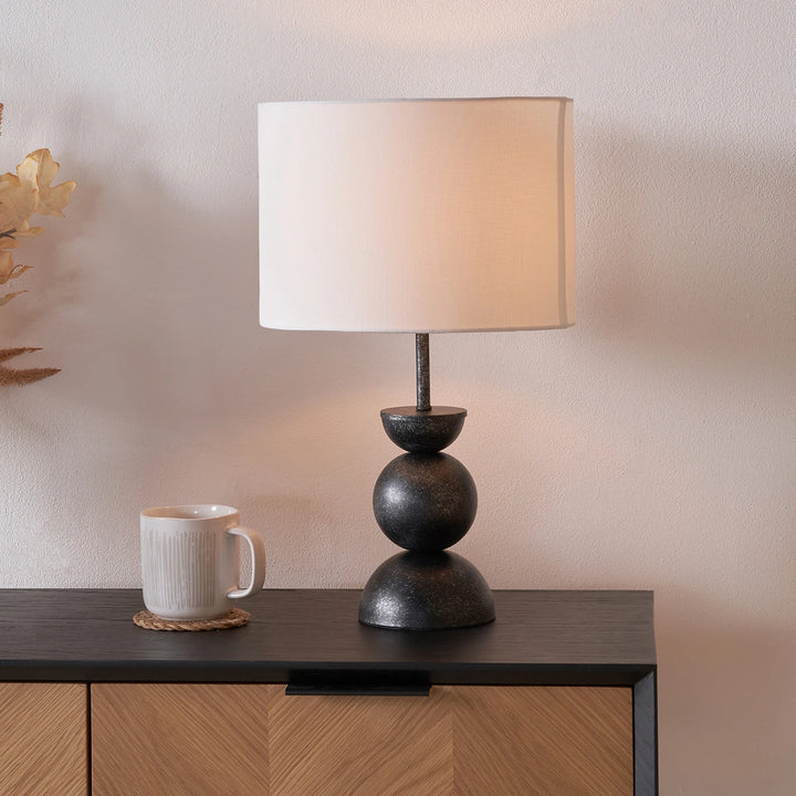 Vala Textured Effect Ball Table Lamp - Graphite