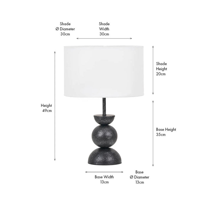Vala Textured Effect Ball Table Lamp - Graphite