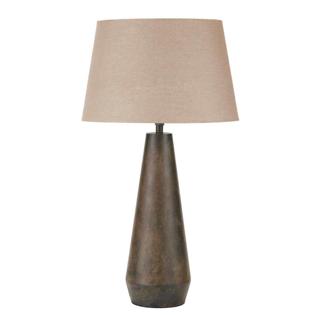 Arbor Verdi Gris Metal Conical Table Lamp - Natural Linen