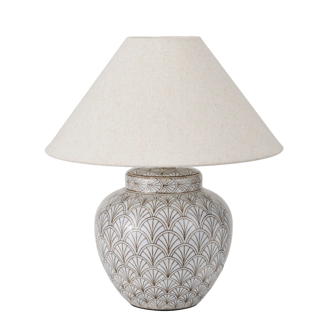Barbier Art Deco Fan Ceramic Table Lamp - White