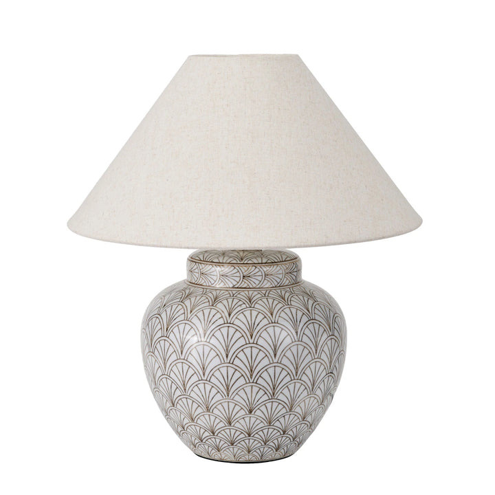 Barbier Art Deco Fan Ceramic Table Lamp - White