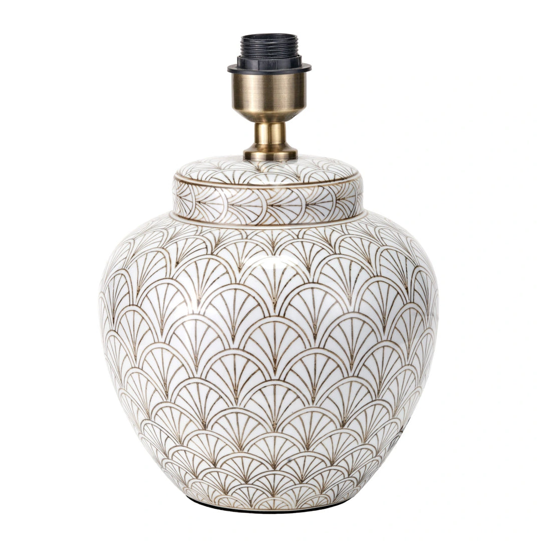 Barbier Art Deco Fan Ceramic Table Lamp - White