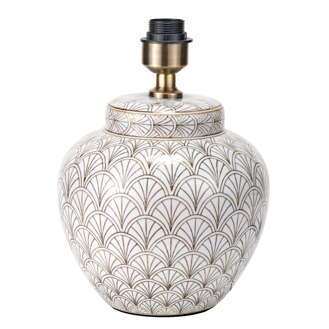 Barbier Art Deco Fan Ceramic Table Lamp - White