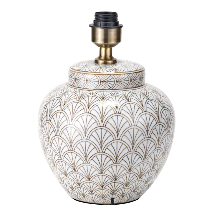 Barbier Art Deco Fan Ceramic Table Lamp - White