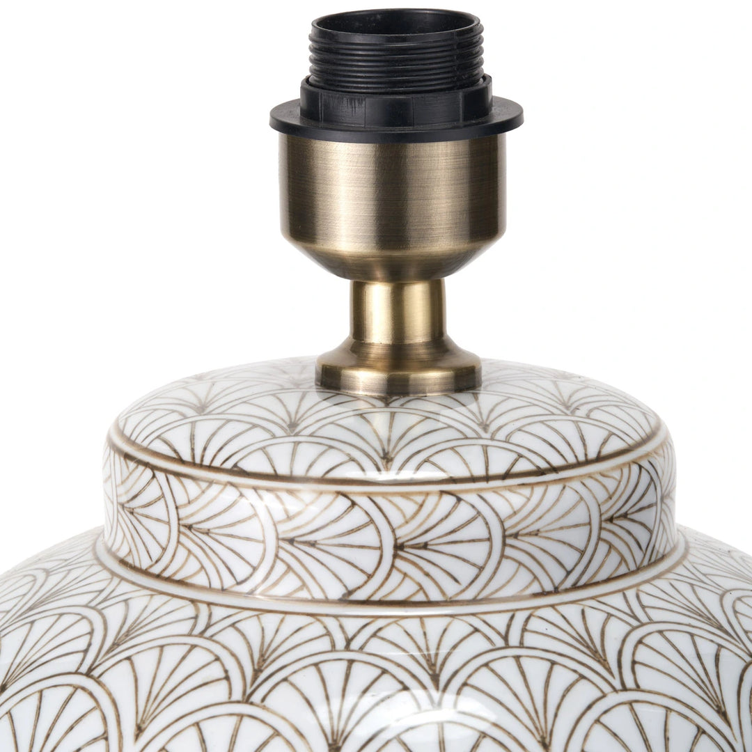 Barbier Art Deco Fan Ceramic Table Lamp - White