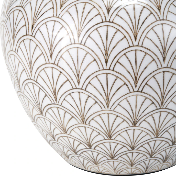 Barbier Art Deco Fan Ceramic Table Lamp - White