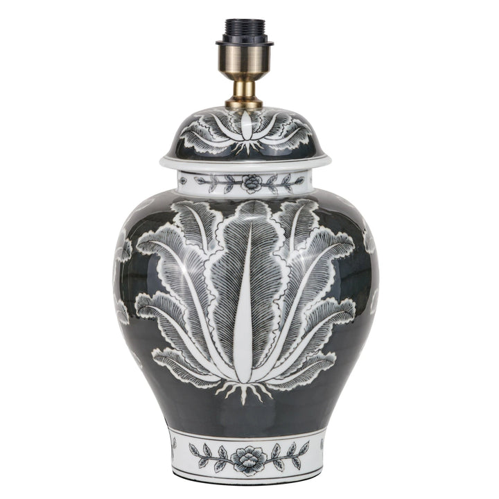 Asteri Feather Ceramic Urn Table Lamp -  Black
