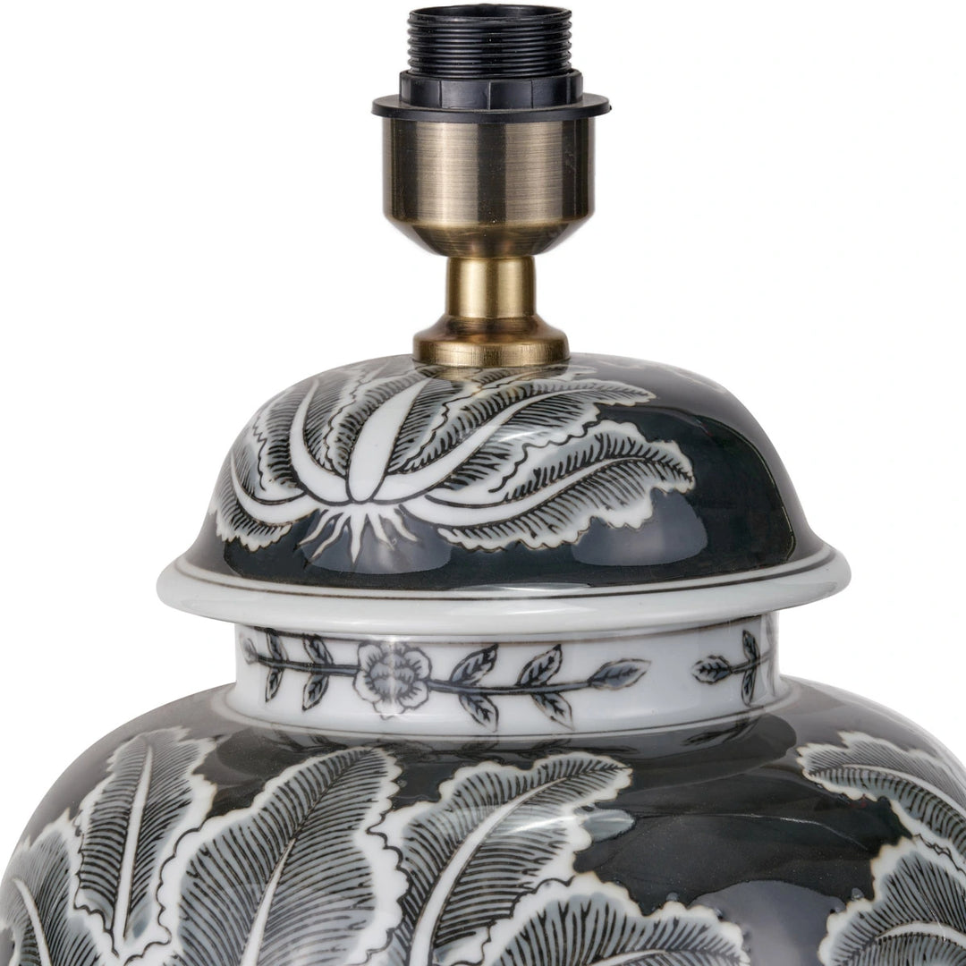 Asteri Feather Ceramic Urn Table Lamp -  Black