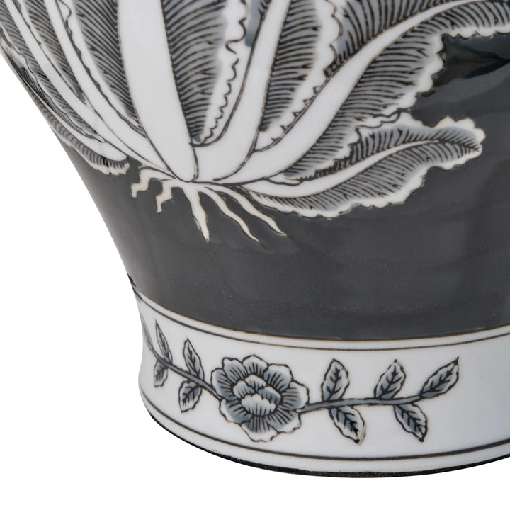 Asteri Feather Ceramic Urn Table Lamp -  Black
