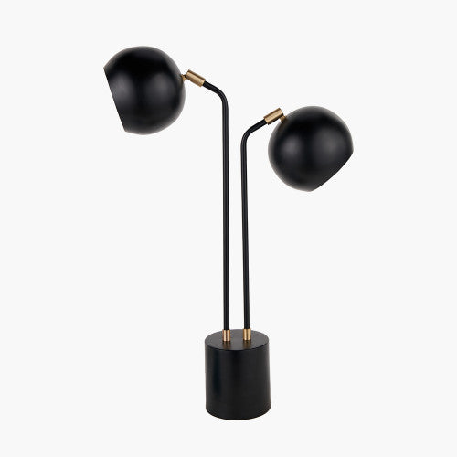Olivia's Equinox Metal 2 Head Table Lamp in Black